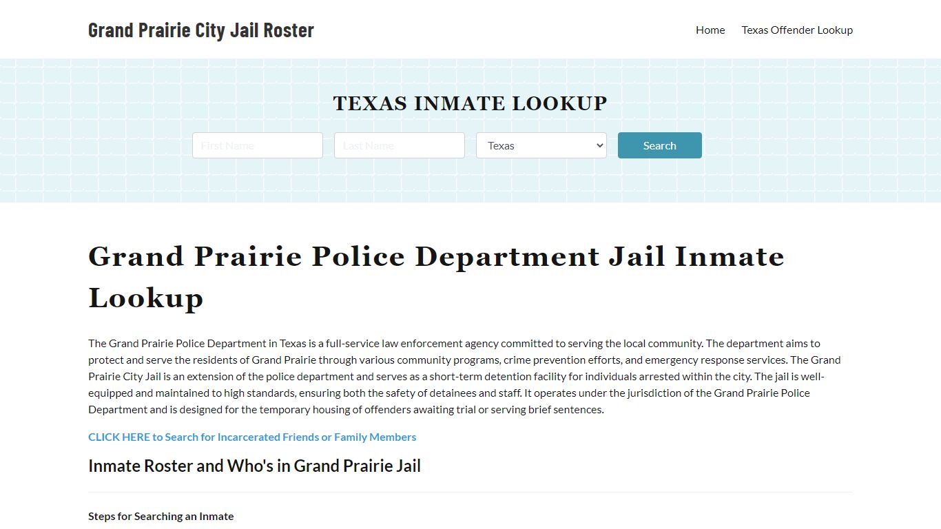 Grand Prairie Police Department & City Jail, TX Inmate Roster, Arrests ...