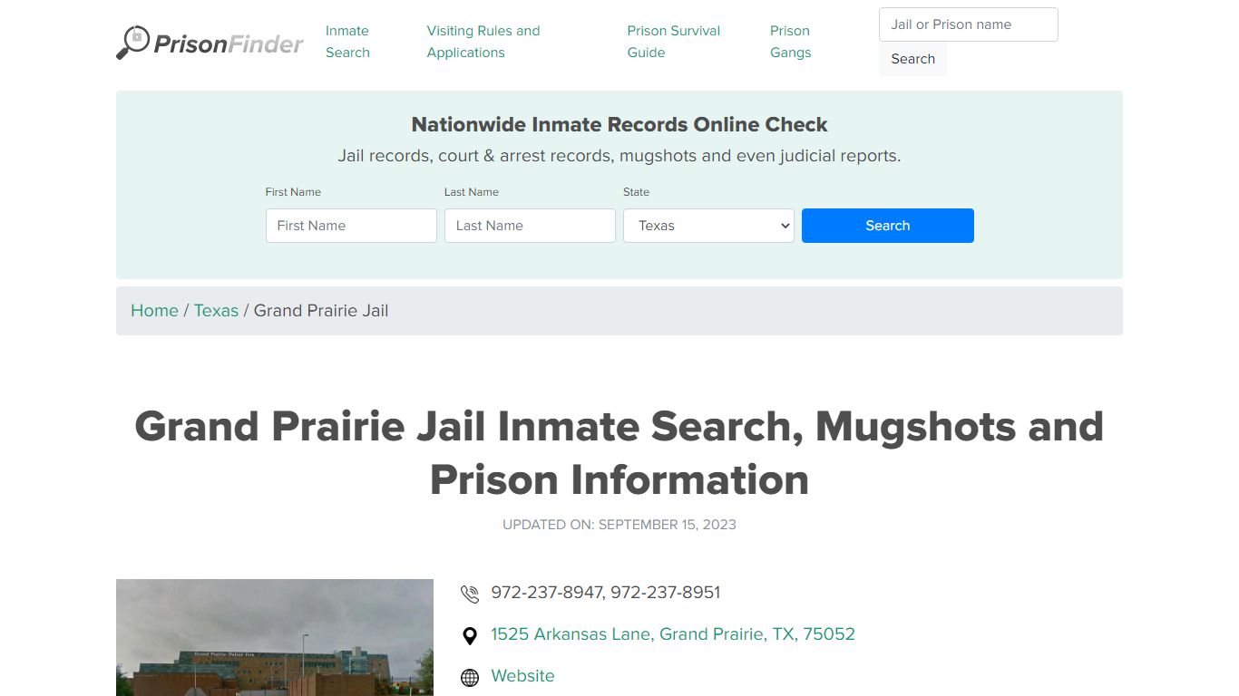 Grand Prairie Jail Inmate Search, Mugshots, Visitation, Phone no ...