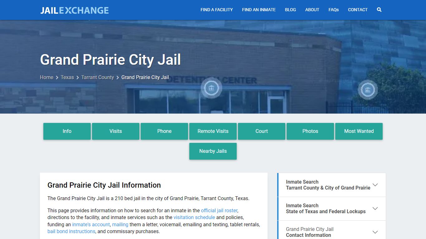 Grand Prairie City Jail, TX Inmate Search, Information